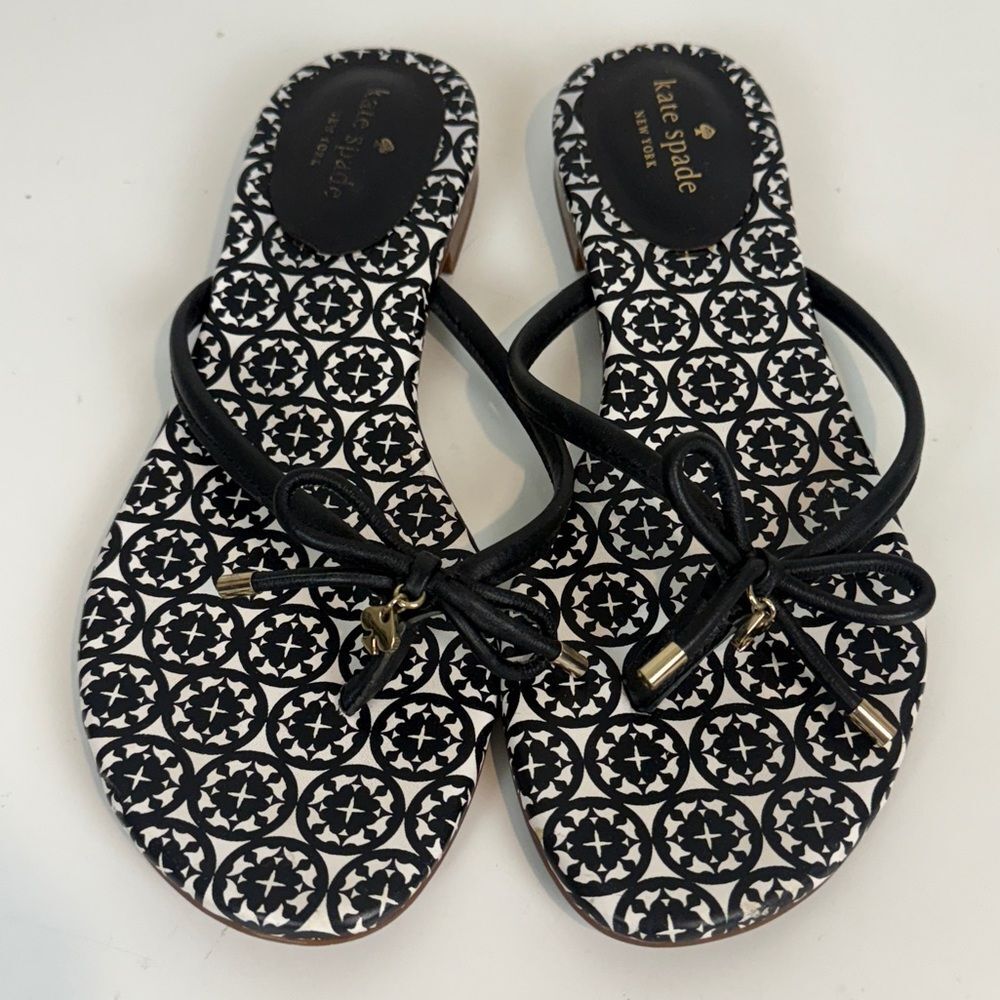Kate Spade Mystic Bow Leather Thong Sandals 9.5
